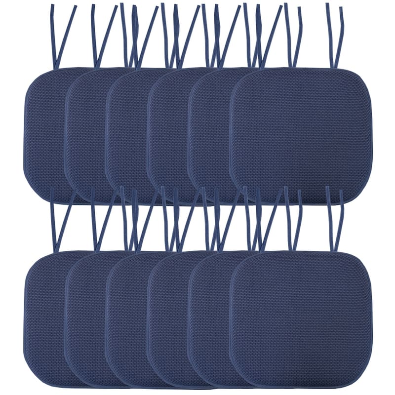Memory Foam Honeycomb Non-slip Chair Cushion Pads (16 x 16 in.) - Set of 12 - Navy
