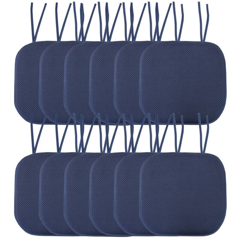 Memory Foam Honeycomb Non-slip Chair Cushion Pads (16 x 16 in.) - Set of 12 - Navy