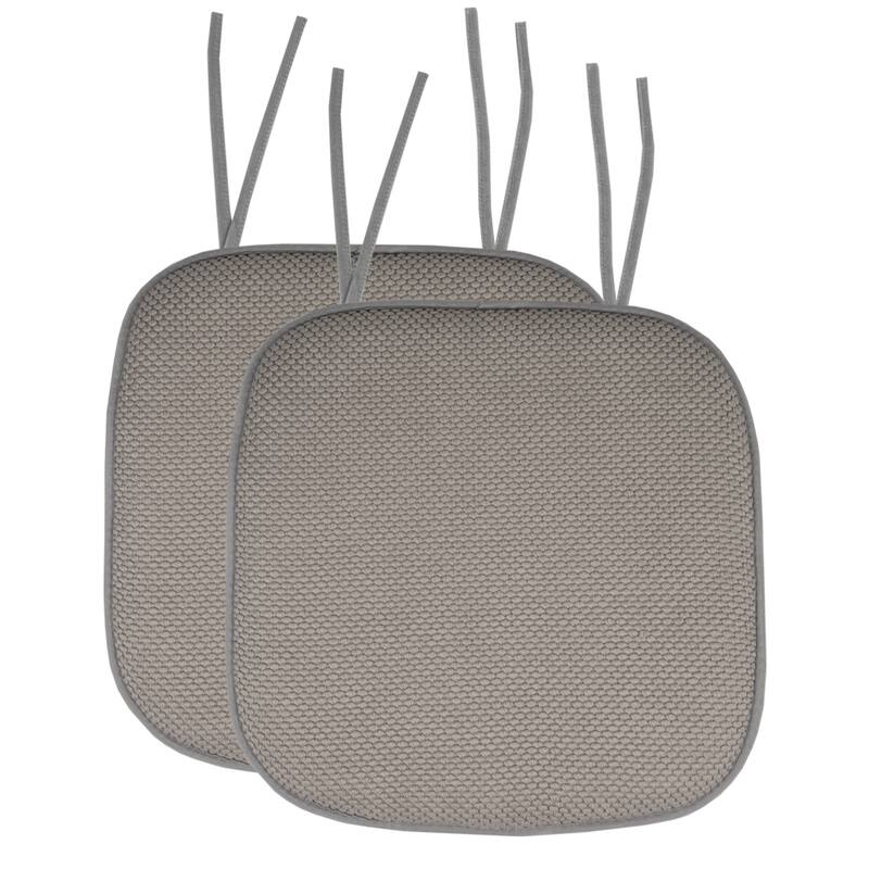 Memory Foam Honeycomb Non-slip Chair Cushion Pads (16 x 16 in.) - Set of 2 - Silver