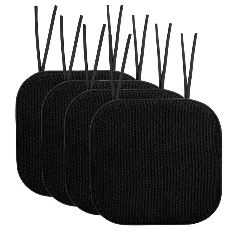 Memory Foam Honeycomb Non-slip Chair Cushion Pads (16 x 16 in.) - Set of 4 - Black