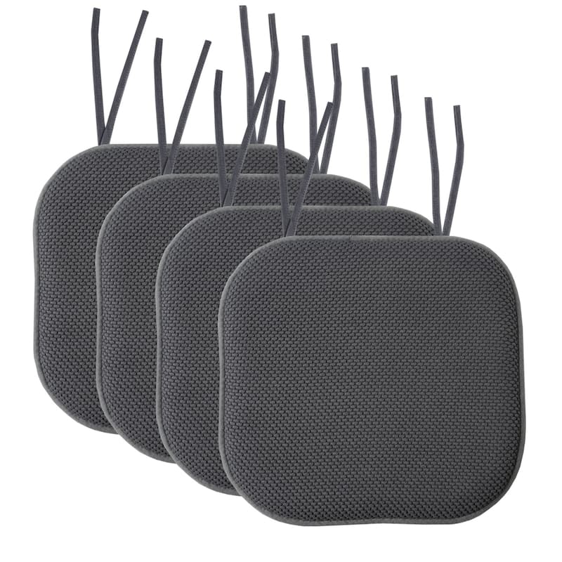 Memory Foam Honeycomb Non-slip Chair Cushion Pads (16 x 16 in.) - Set of 4 - Grey