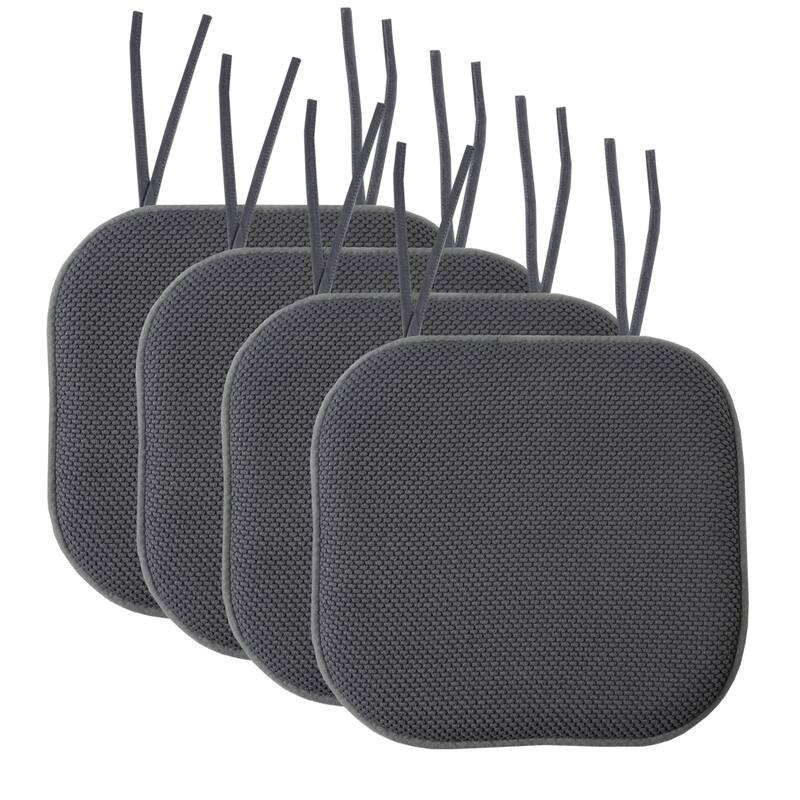 Memory Foam Honeycomb Non-slip Chair Cushion Pads (16 x 16 in.) - Set of 4 - Grey