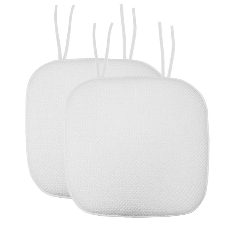 Memory Foam Honeycomb Non-slip Chair Cushion Pads (16 x 16 in.) - Set of 2 - White