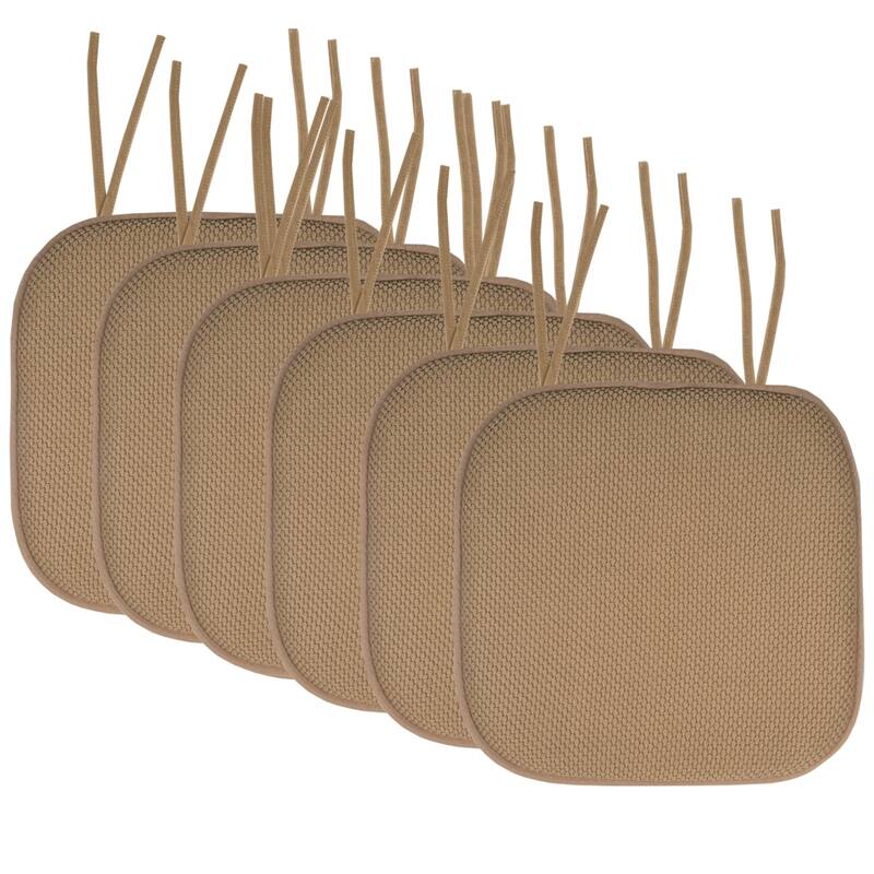 Memory Foam Honeycomb Non-slip Chair Cushion Pads (16 x 16 in.) - Set of 6 - Taupe