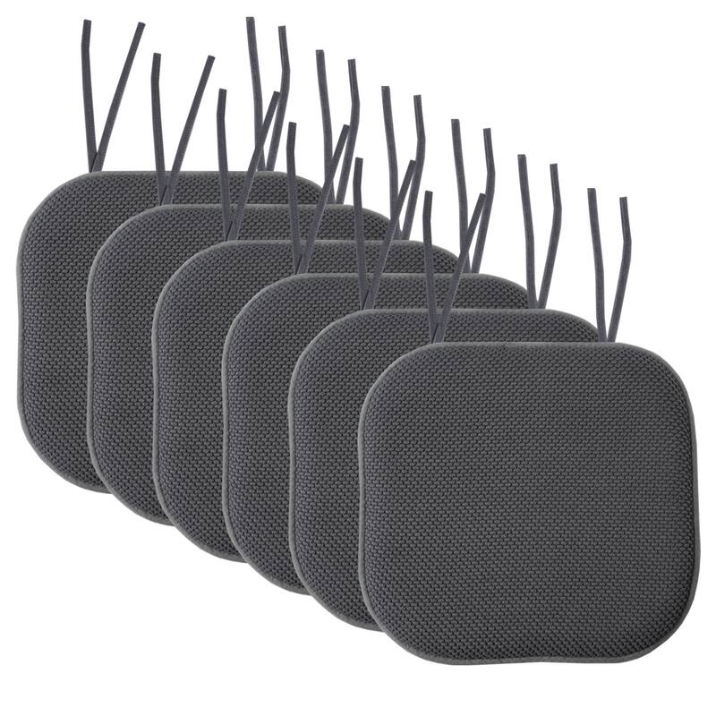 Memory Foam Honeycomb Non-slip Chair Cushion Pads (16 x 16 in.) - Set of 6 - Grey