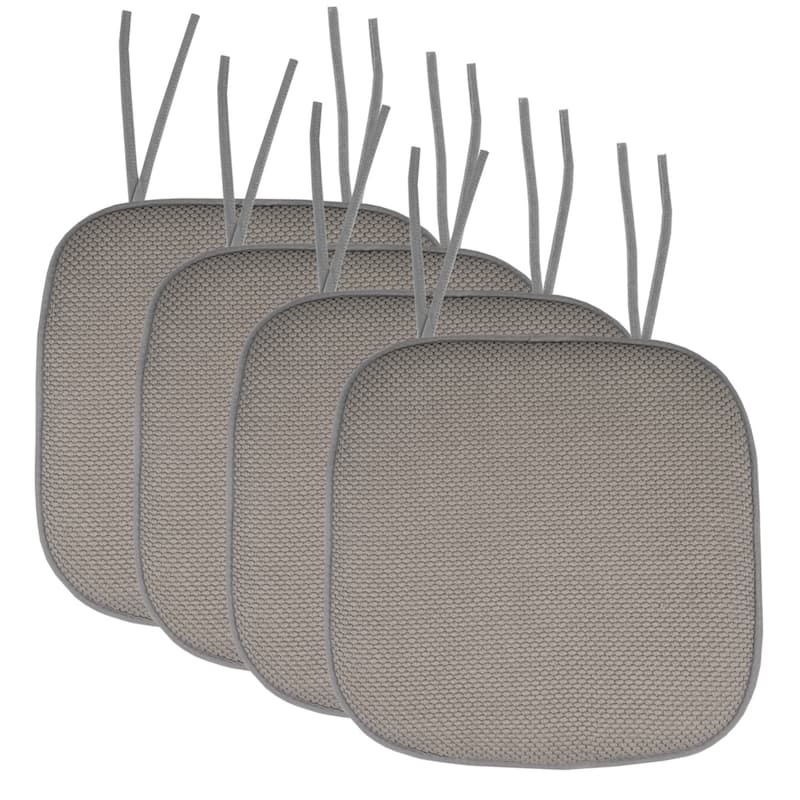 Memory Foam Honeycomb Non-slip Chair Cushion Pads (16 x 16 in.) - Set of 4 - Silver