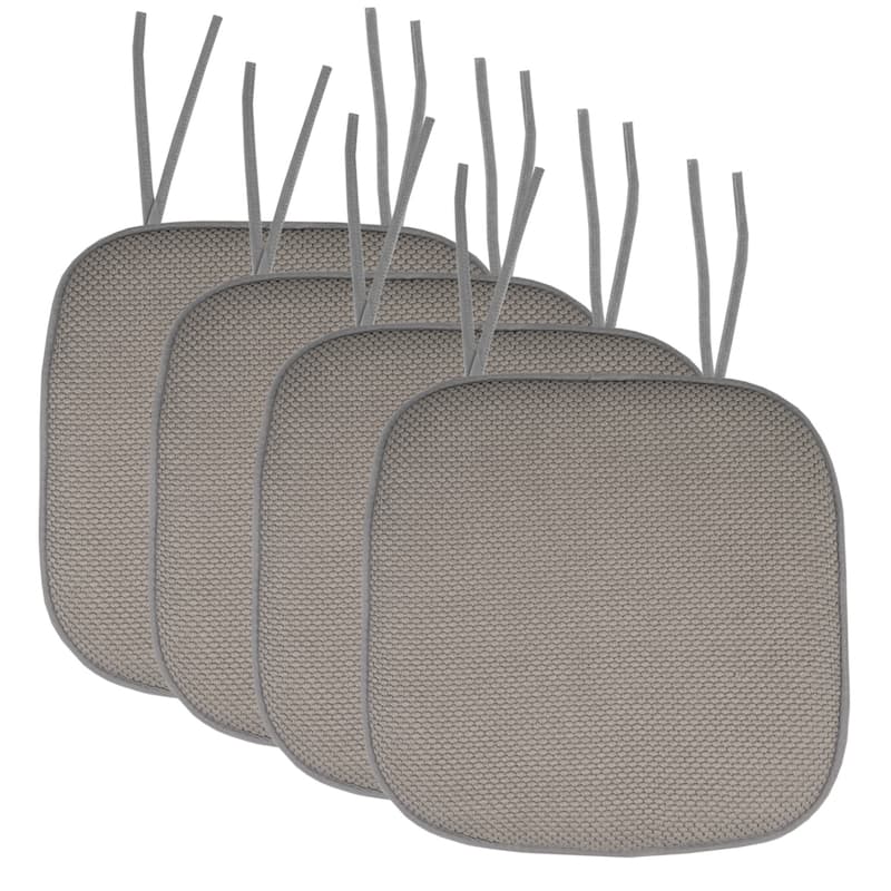 Memory Foam Honeycomb Non-slip Chair Cushion Pads (16 x 16 in.) - Set of 4 - Silver