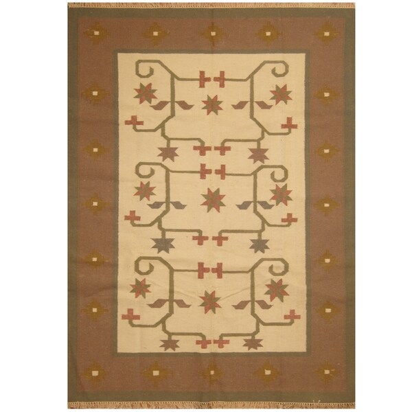 Handmade One-of-a-Kind Wool Kilim (India) - 5'7 x 7'10