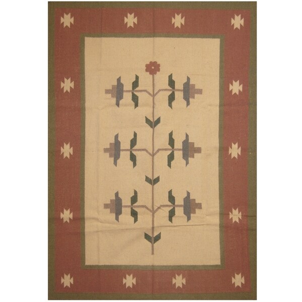 Handmade One-of-a-Kind Wool Kilim (India) - 5'6 x 8'