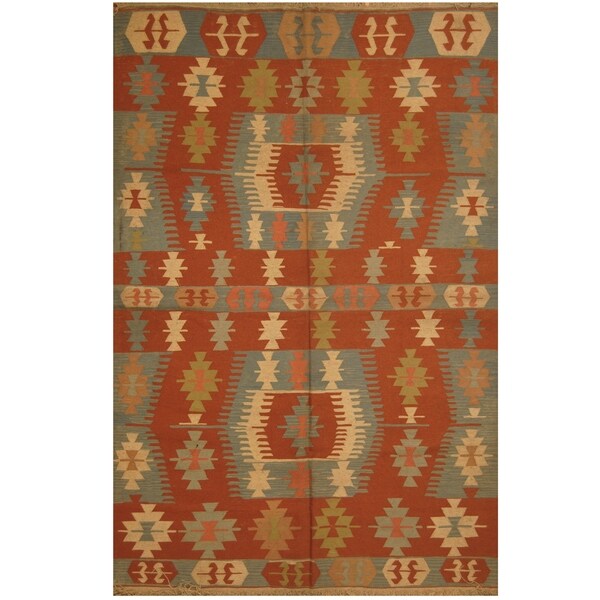 Handmade One-of-a-Kind Anatolia Wool Kilim (Turkey) - 5'1 x 7'10