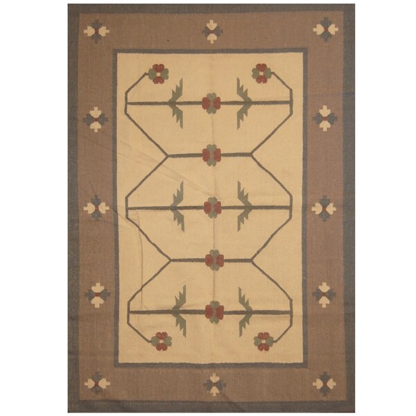 Handmade One-of-a-Kind Wool Kilim (India) - 5'7 x 8'