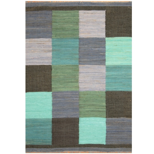 Handmade Wool Kilim (India) - 5'8 x 7'9. Opens flyout.