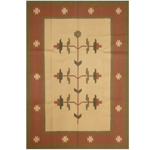 Handmade One-of-a-Kind Wool Kilim (India) - 5'7 x 7'10