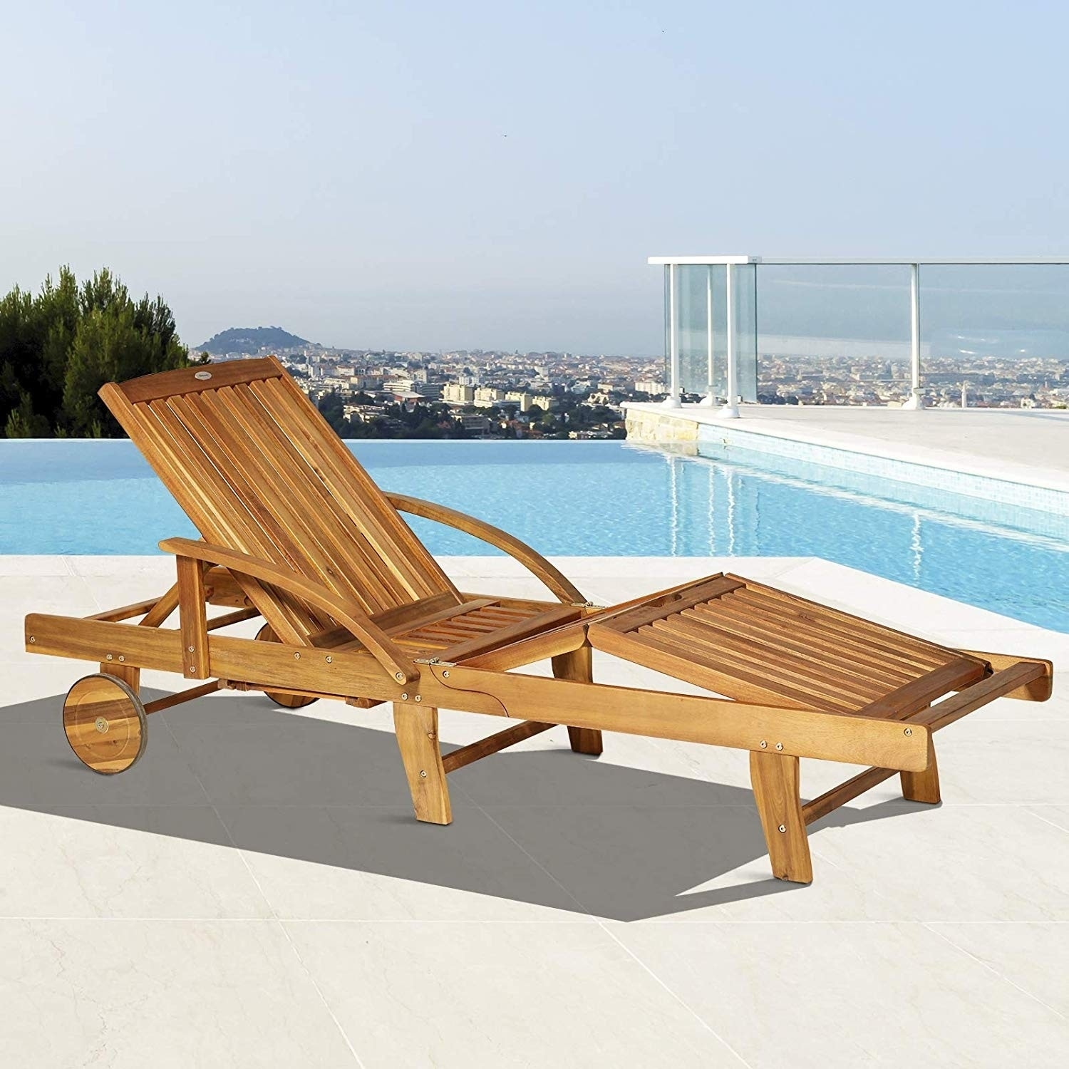 wooden folding sun lounger