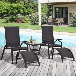 Shop Outsunny 5 Piece Outdoor Adjustable Sling Chaise ... Shop Outsunny 5 Piece Outdoor Adjustable Sling Chaise ... on Living Accents Sling Folding Chaise id=61338