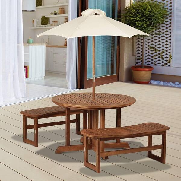 Outsunny 4 Piece Acacia Wood Kids Outdoor Patio Set With Outsunny 4 Piece Acacia Wood Kids