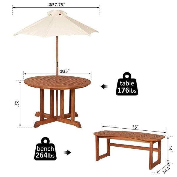 Shop Black Friday Deals On Outsunny 4 Piece Acacia Wood Kids Outdoor Patio Set With Umbrella Overstock 28228577