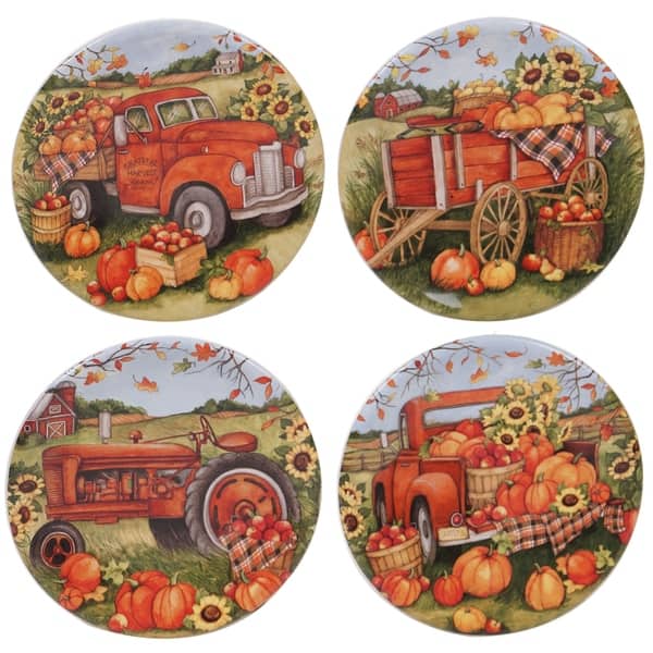 Certified International Harvest Bounty Round Canape Plates, Set of 4 ...