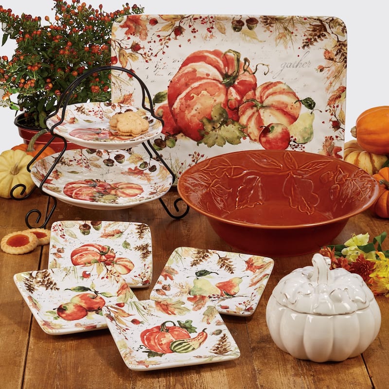 Certified International Harvest Splash Square Canape Plates, Set of 4