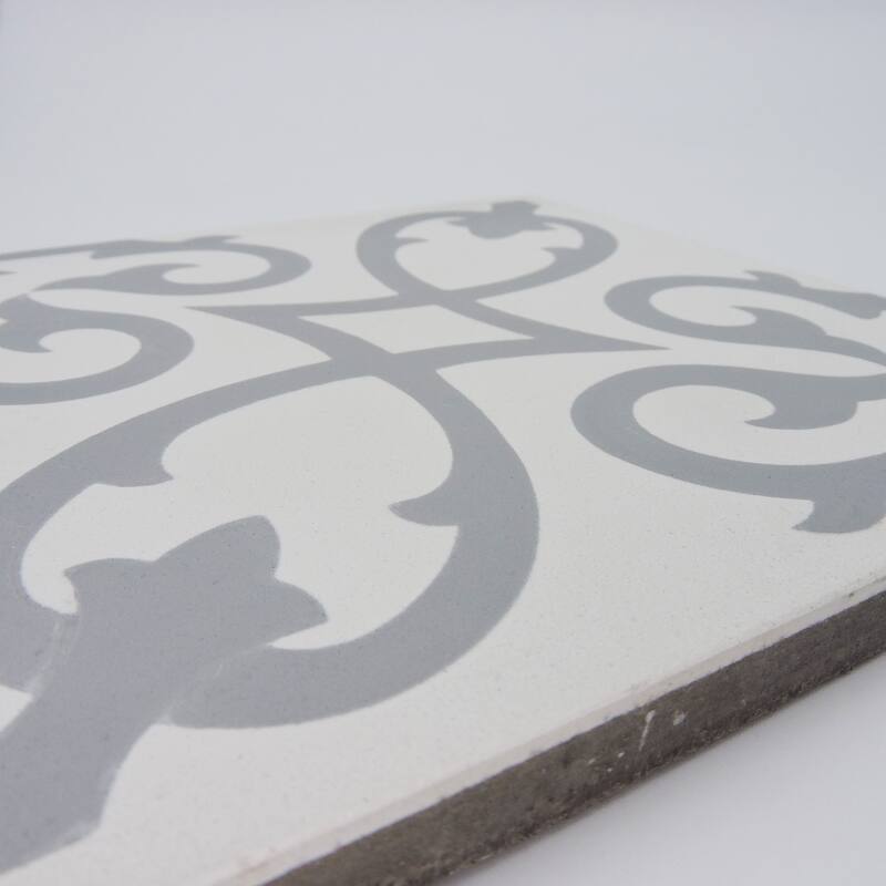 Handmade Agadir in White and Grey Tile, Pack of 12 (Morocco)