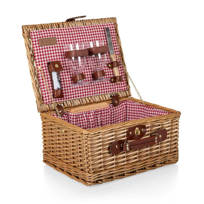 Classic Wine and Cheese Basket (Red and White Check)