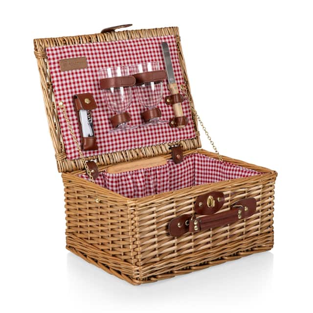 Classic Wine and Cheese Basket (Red and White Check)