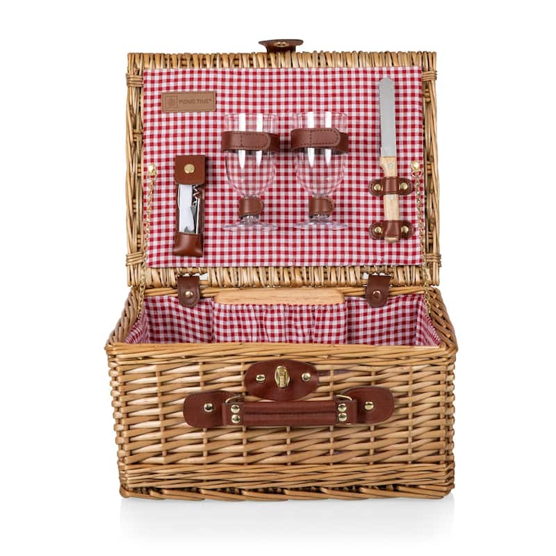 Classic Wine and Cheese Basket (Red and White Check)