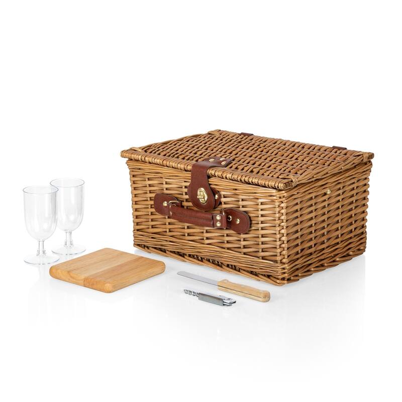 Classic Wine and Cheese Basket (Red and White Check)