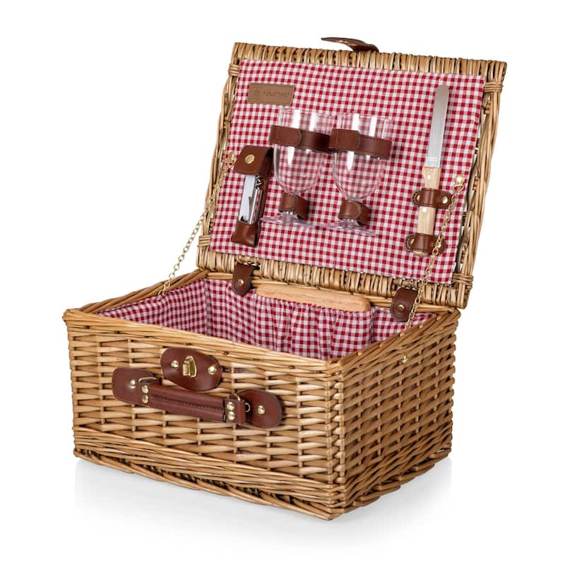 Classic Wine and Cheese Basket (Red and White Check)