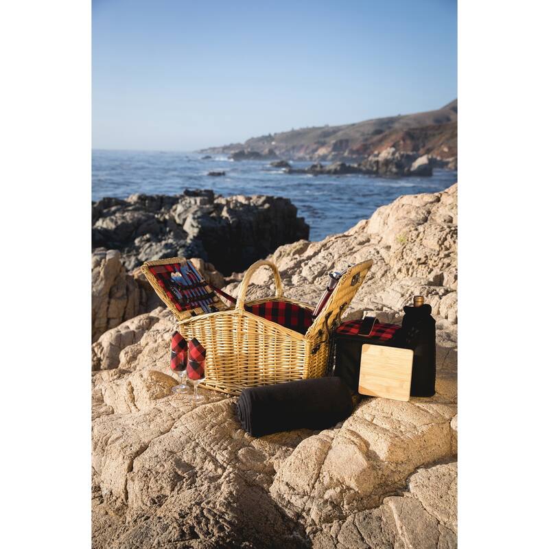 Somerset Picnic Basket, (Red & Black Buffalo Plaid)