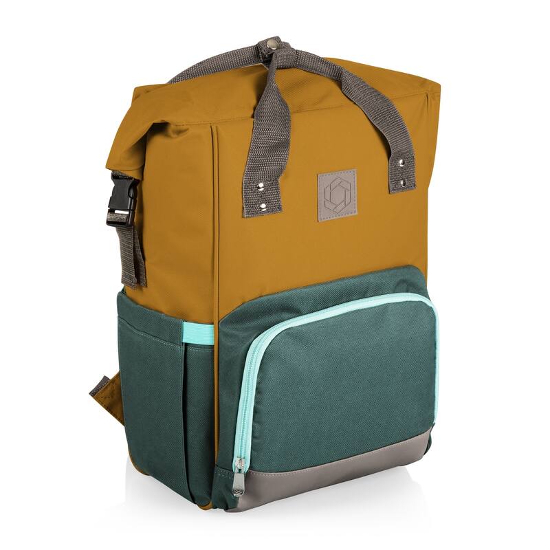 On The Go Roll-Top Cooler Backpack, (Heathered Gray) - Mustard