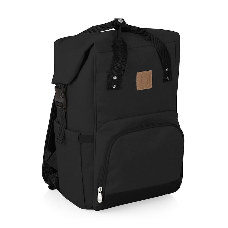On The Go Roll-Top Cooler Backpack, (Heathered Gray) - Black