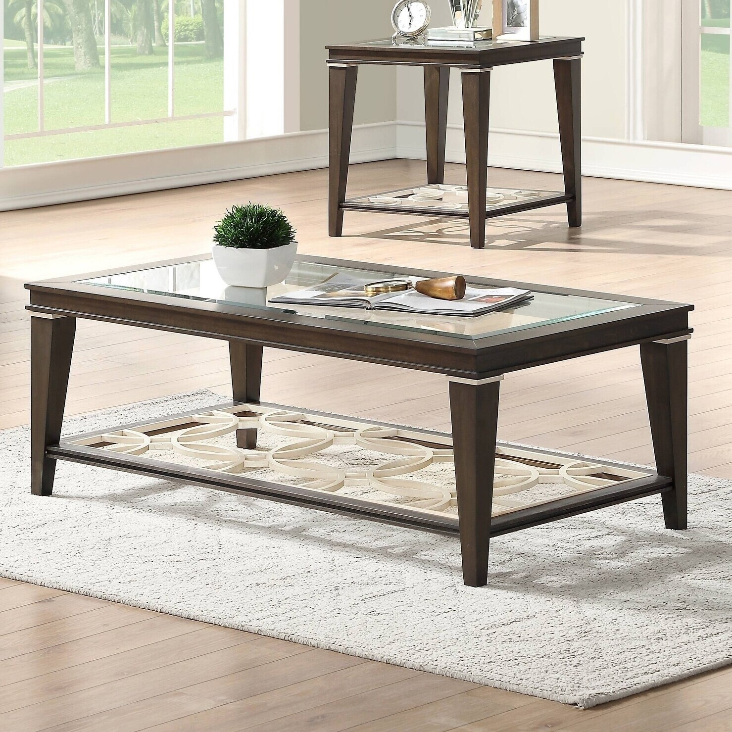 Copper Grove Marib Dark Brown Wood And Glass Coffee Table On Sale Overstock 28232496