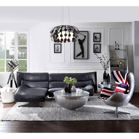 Strick & Bolton Siem Dark Grey Leather Sectional Sofa