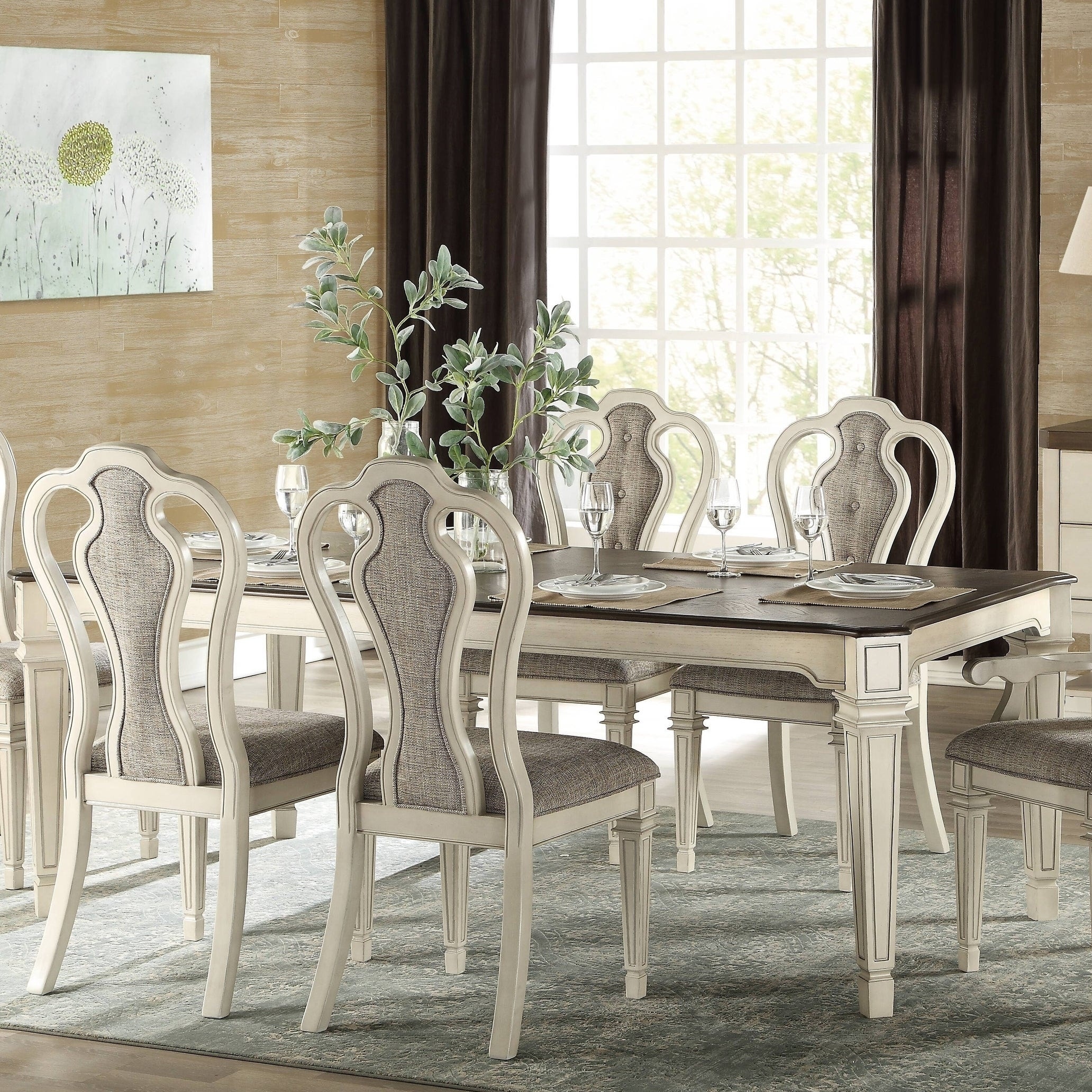 The Gray Barn Rooney Antique White And Dark Oak Dining Table Overstock 28232537