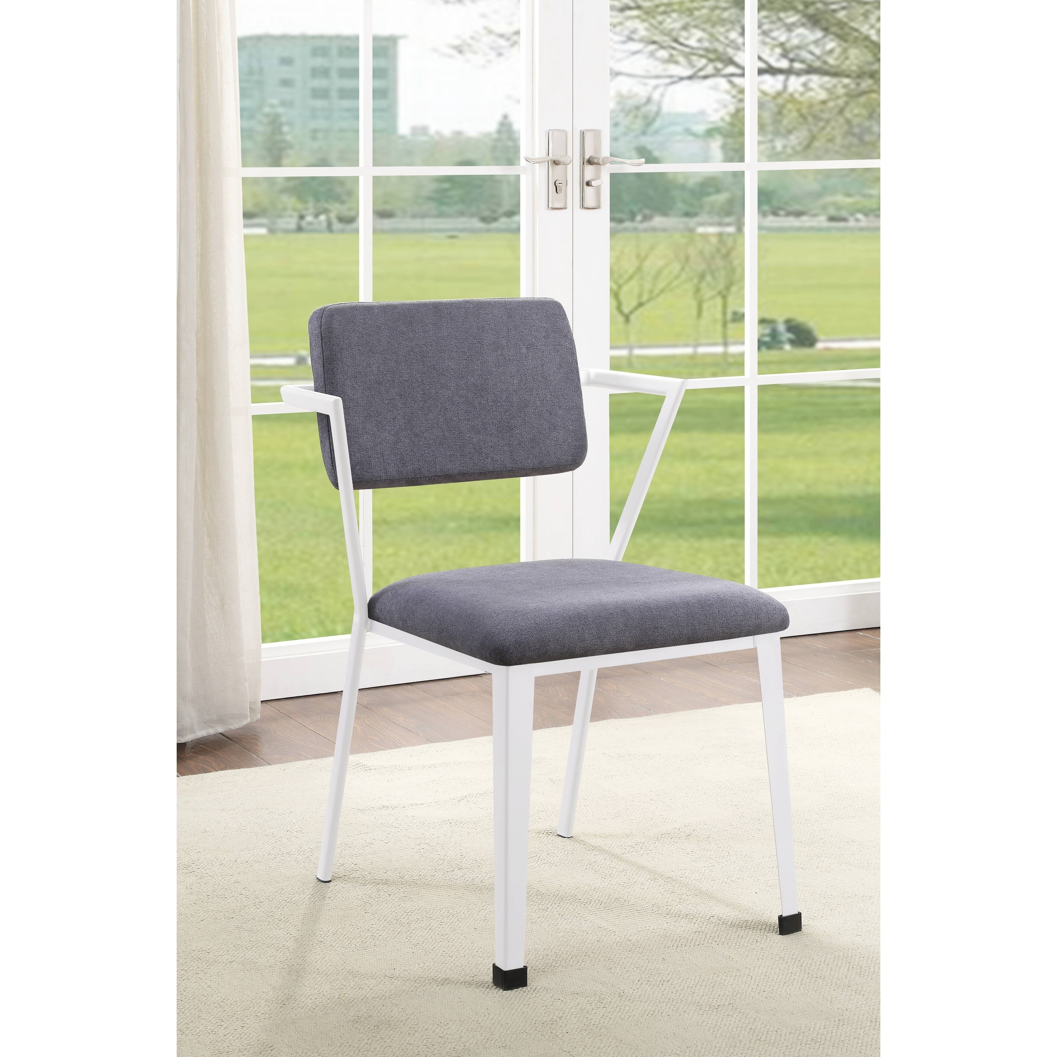 Acme Cargo Counter Height Chair (Set of 2), Gray Fabric & White