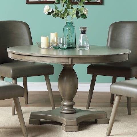 The Gray Barn Bag End Grey Oak Dining Table with Single Pedestal