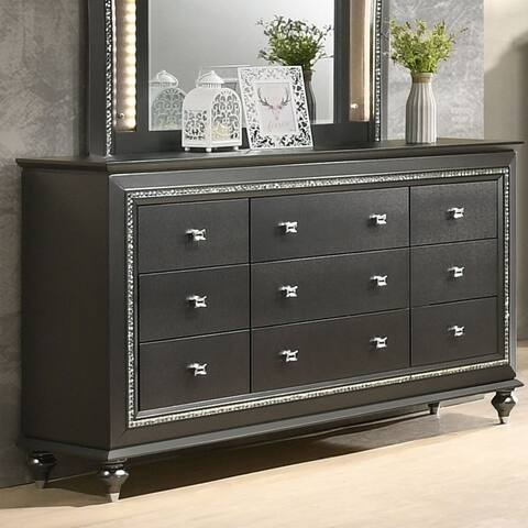 Silver Orchid Brockwell 9-drawer Metallic Gray Dresser