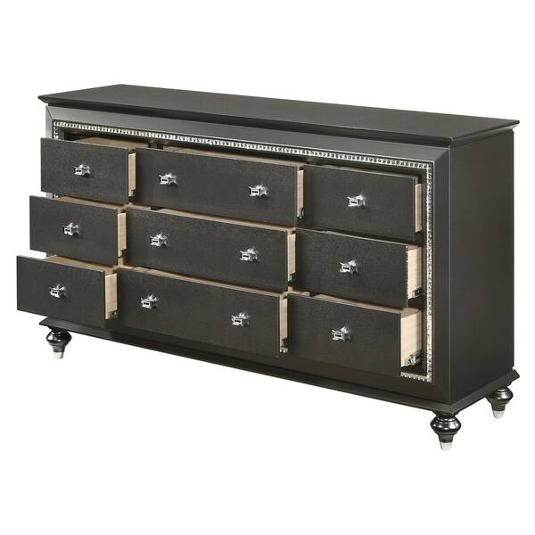 silver orchid dresser Silver Orchid Brockwell 9-drawer Metallic Gray Dresser - Bed Bath & Beyond