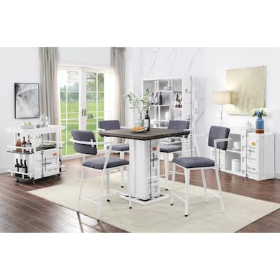 ACME Cargo Counter Height Table in Antique Walnut & White