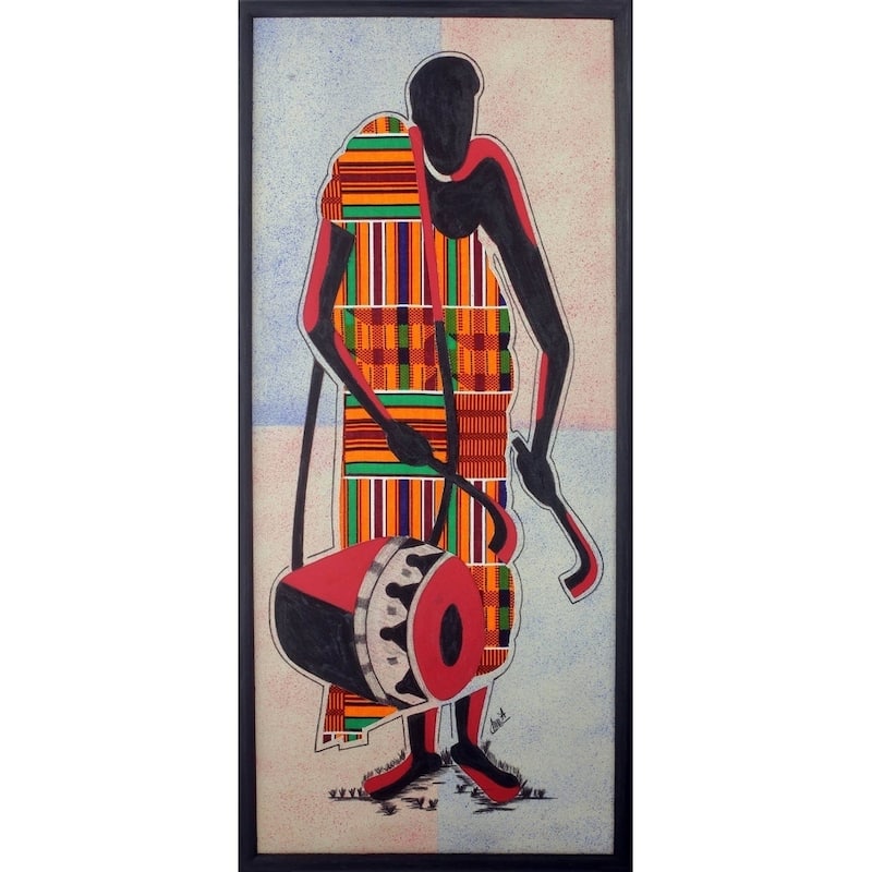 Handmade Talking Drum Kente Cloth Wall Art (ghana) - Bed Bath & Beyond 