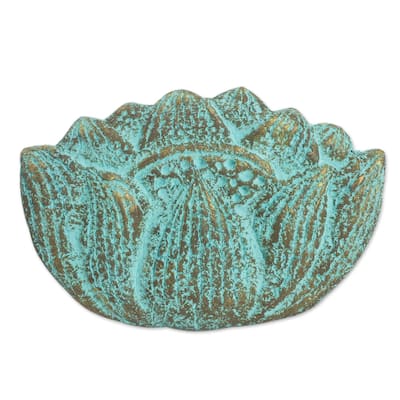 Handmade Blushing Lotus Recycled paper wall sculpture (Thailand)