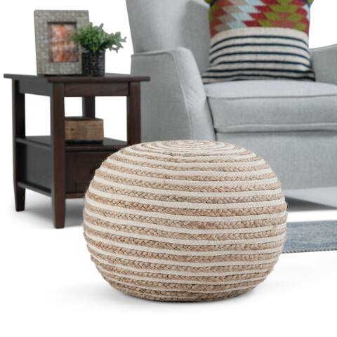 Deni Contemporary Round Pouf in Natural Jute
