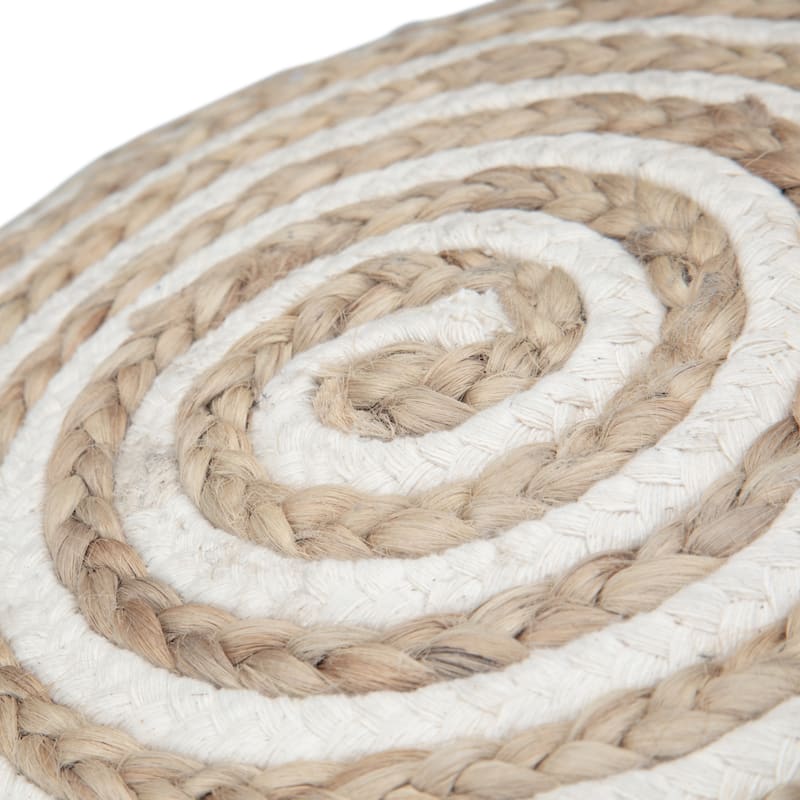 Deni Contemporary Round Pouf in Natural Jute