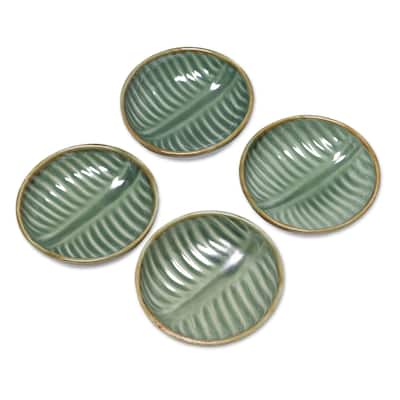 NOVICA Handmade Banana Vibes Ceramic Dessert Bowls, Set of 4 (Indonesia)