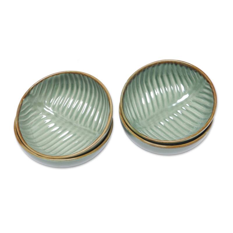NOVICA Handmade Banana Vibes Ceramic Dessert Bowls, Set of 4 (Indonesia)