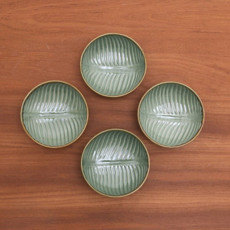 NOVICA Handmade Banana Vibes Ceramic Dessert Bowls, Set of 4 (Indonesia)