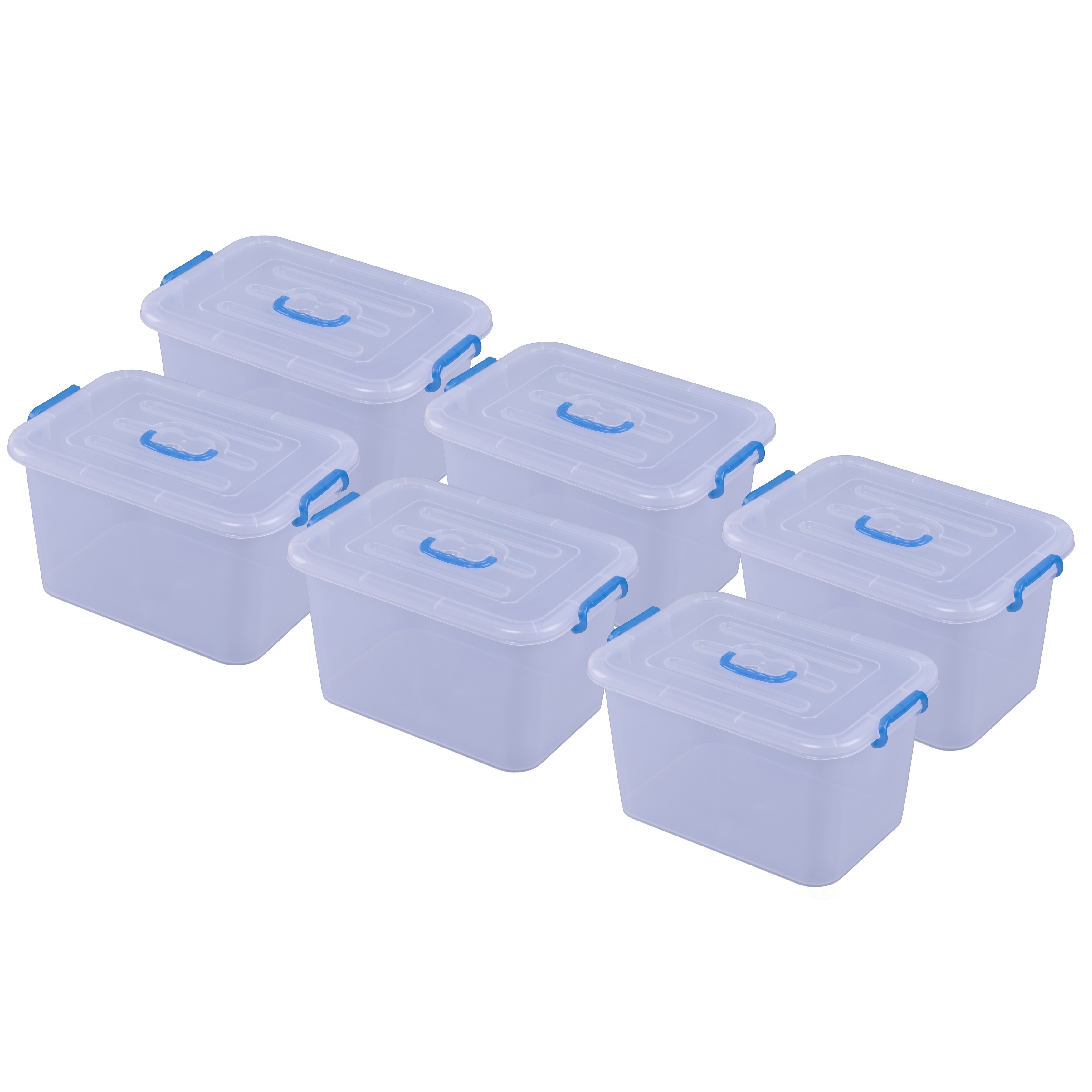 Basicwise Large Clear Storage Container With Lid and Handles, Set of 3