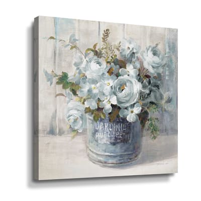 ArtWall Garden Blooms I blue crop Gallery Wrapped Canvas