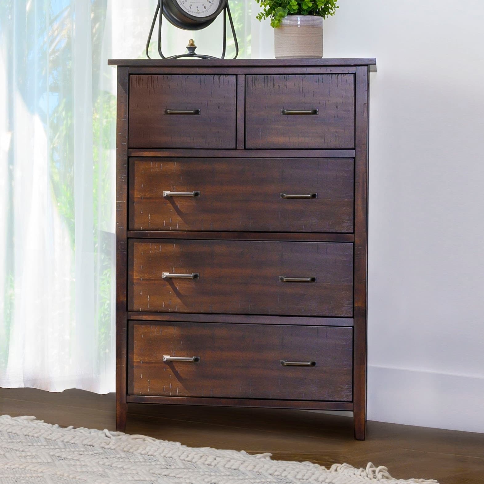 Shop Abbyson Larson Distressed Wood Chest Brown On Sale